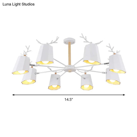 Antler Pendant Light With Tapered Shade: Modern Metal Nordic Lighting Fixture