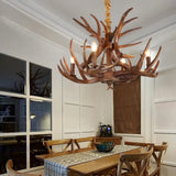 Antler Resin Chandelier: Traditional Candle Shape Hanging Lamp With 4/6/9 Bulbs In Coffee 4 /
