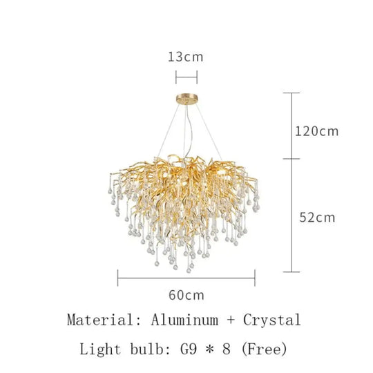 Anya LED Crystal Chandeliers Round 60cm / Gold Body / Warm White Chandelier