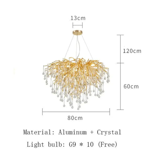 Anya LED Crystal Chandeliers Round 80cm / Gold Body / Warm White Chandelier