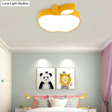 Apple Shape Led Flush Mount Ceiling Light For Childrens Bedroom - Modern Style Yellow / 18 White