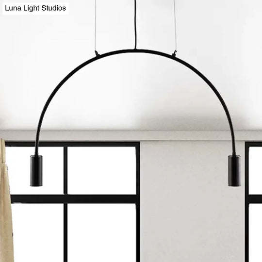 Arched Pendant Lighting With Led For Bar - Contemporary Black Metal 2/3/5 Lights