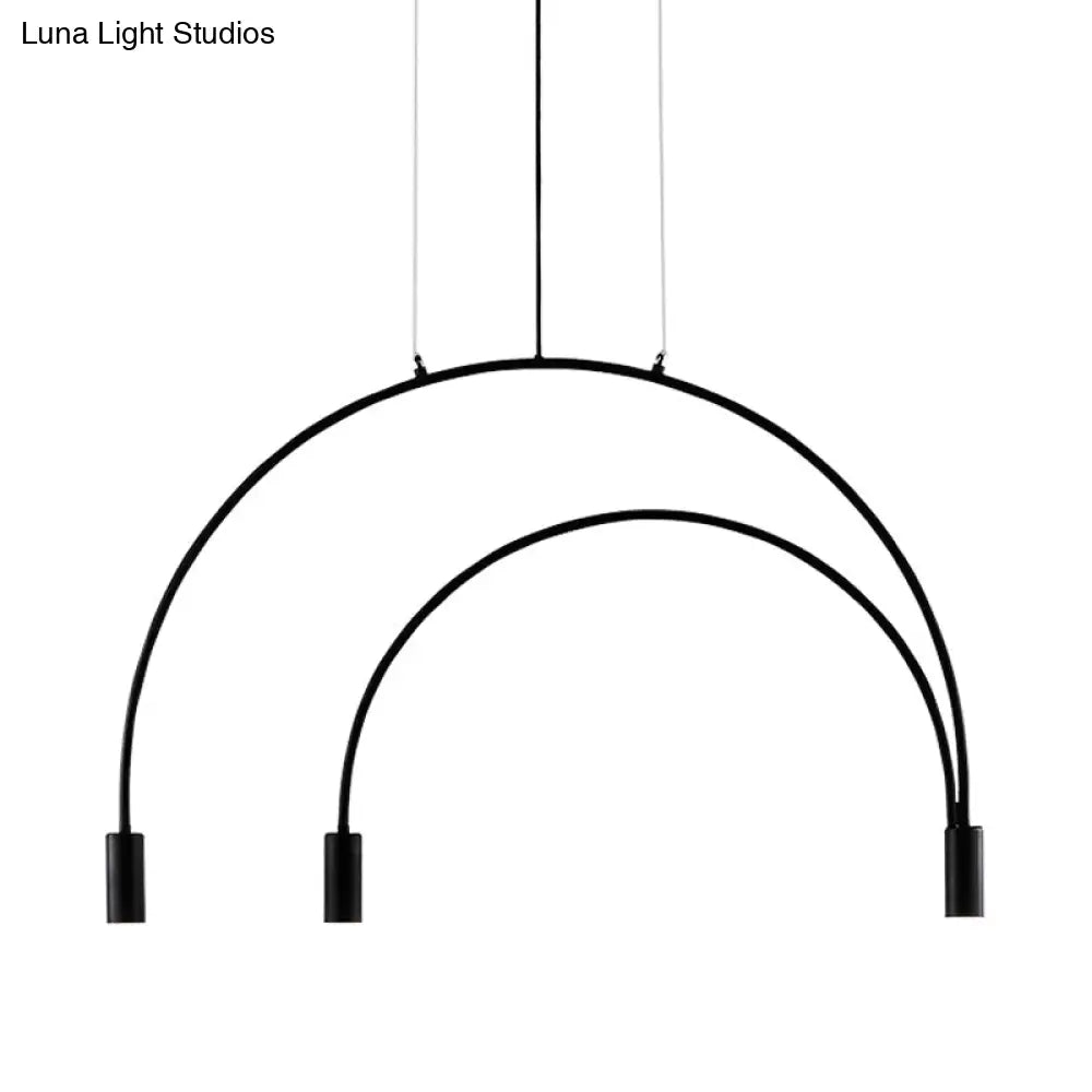Arched Pendant Lighting With Led For Bar - Contemporary Black Metal 2/3/5 Lights