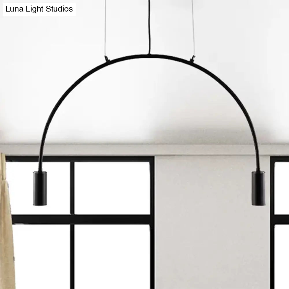 Arched Pendant Lighting With Led For Bar - Contemporary Black Metal 2/3/5 Lights