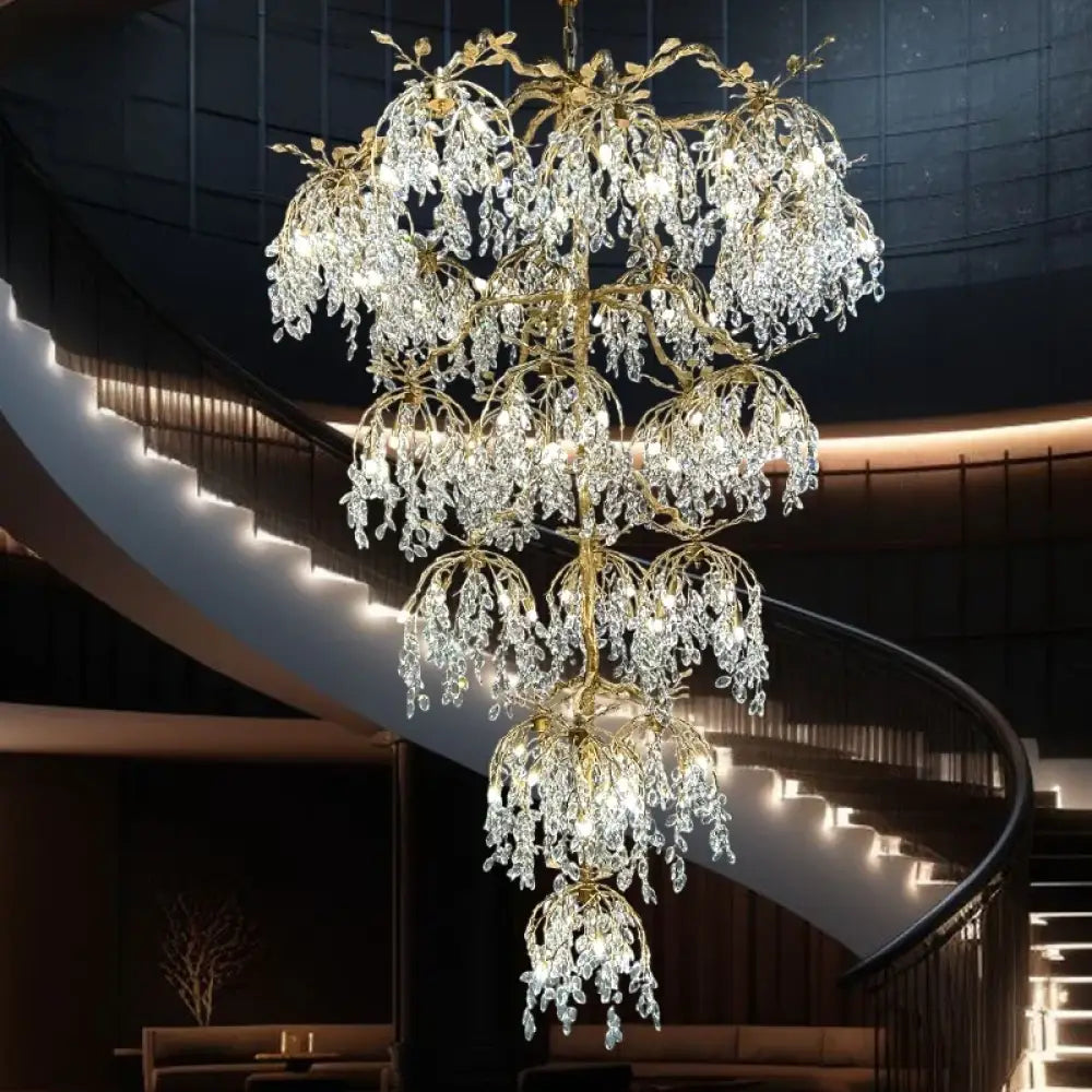 Ardoria Crystal Branch Chandelier – Luxury Copper Statement Light
