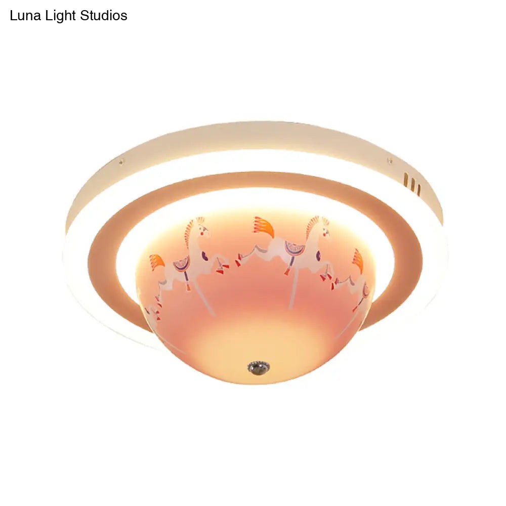 Art Deco Acrylic Bowl Flush Ceiling Light Fixture For Dining Room