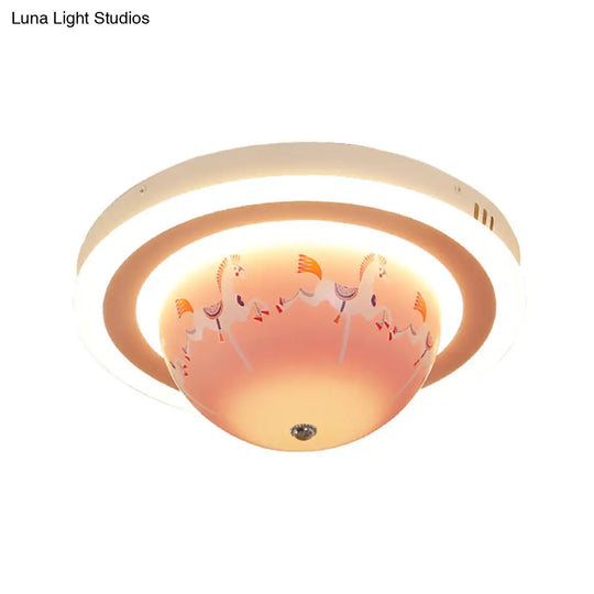 Art Deco Acrylic Bowl Flush Ceiling Light Fixture For Dining Room