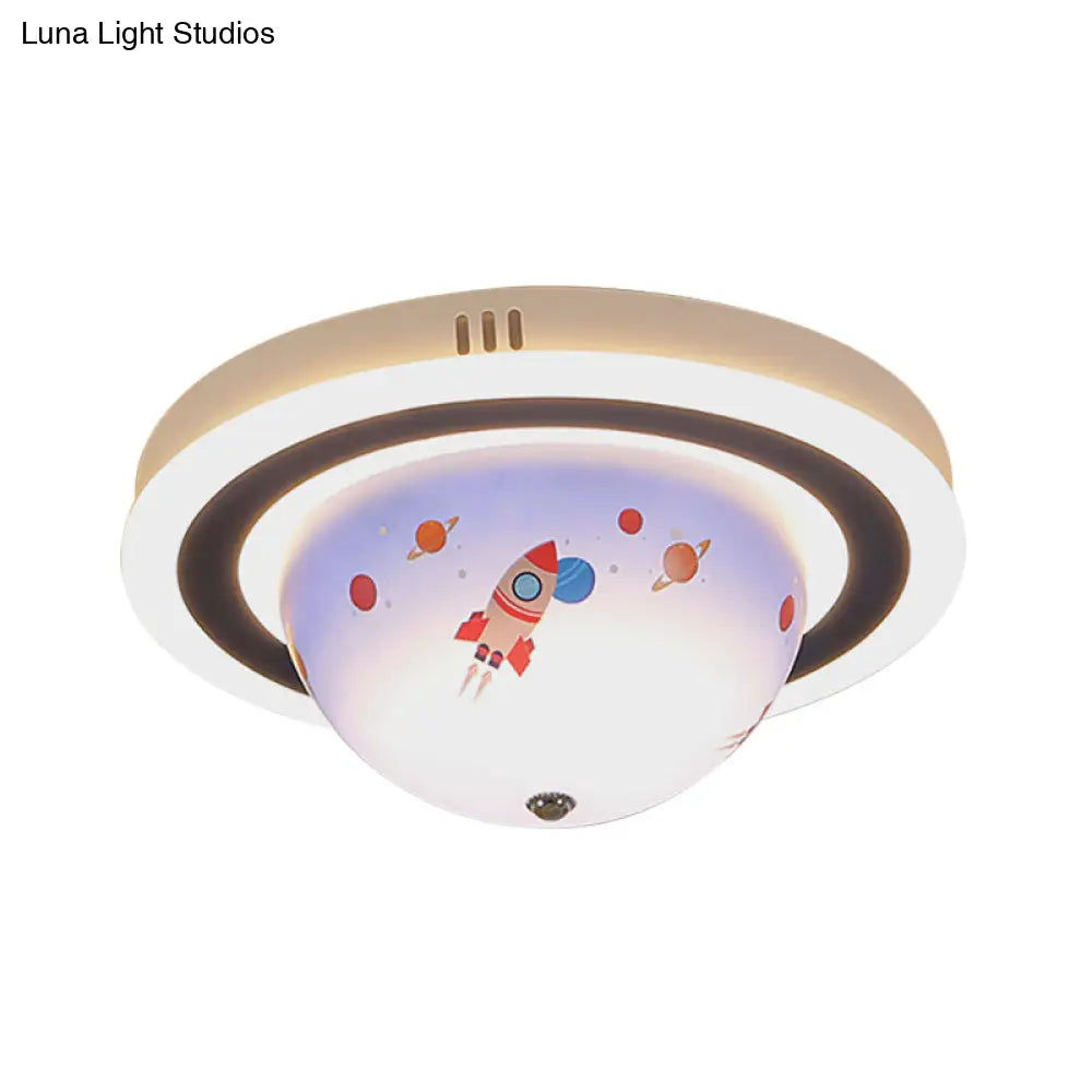 Art Deco Acrylic Bowl Flush Ceiling Light Fixture For Dining Room