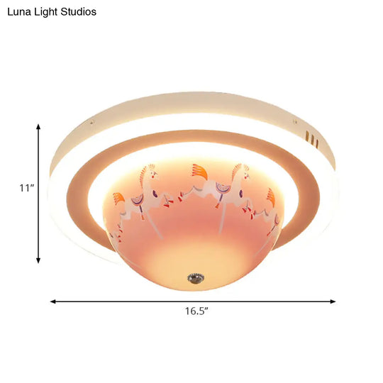 Art Deco Acrylic Bowl Flush Ceiling Light Fixture For Dining Room