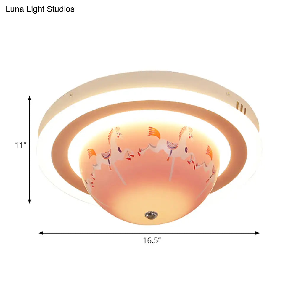 Art Deco Acrylic Bowl Flush Ceiling Light Fixture For Dining Room
