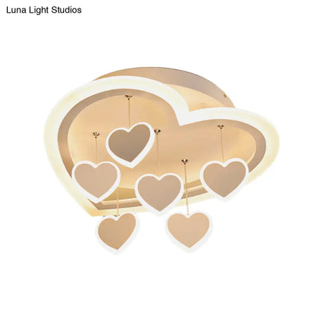Art Deco Acrylic White Heart - Shaped Flush Mount Ceiling Light For Study Room