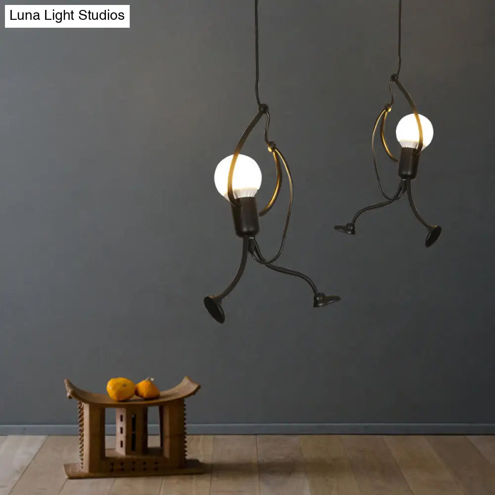 Art Deco Black Cartoon Person Suspension Pendant For Bedroom Lighting