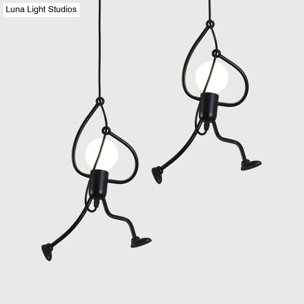 Art Deco Black Cartoon Person Suspension Pendant For Bedroom Lighting