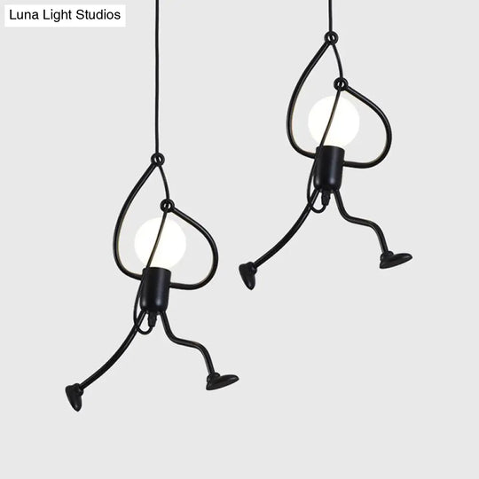 Art Deco Black Cartoon Person Suspension Pendant For Bedroom Lighting