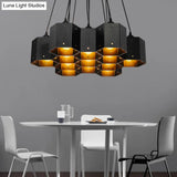 Art Deco Black Metal Honeycomb Island Ceiling Light For Dining Room