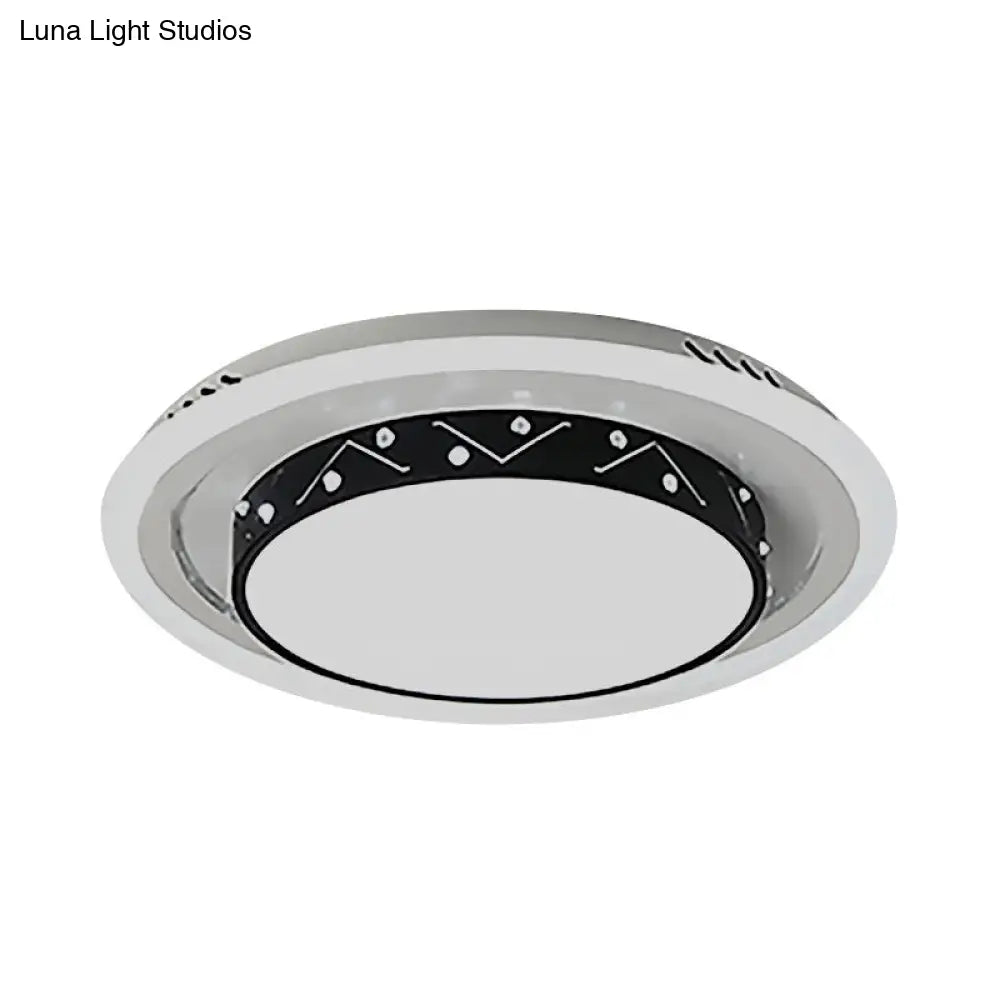 Art Deco Circle Flush Mount Ceiling Light With Acrylic Shade - Ideal For Bedroom