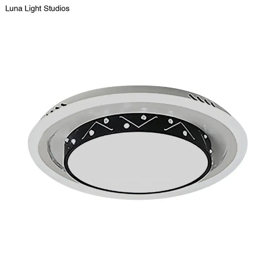 Art Deco Circle Flush Mount Ceiling Light With Acrylic Shade - Ideal For Bedroom