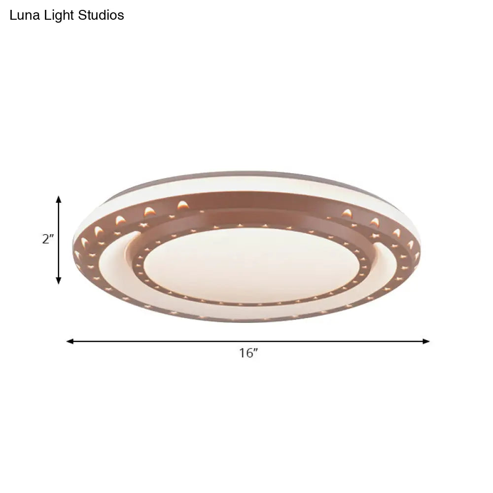 Art Deco Led Flush Mount Ceiling Light For Nursing Room - Acrylic Round Style
