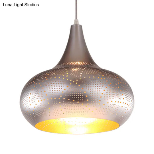 Art Deco Metal Pendant Light With Down Lighting For Gourd Restaurant - Silver/Bronze/Brass
