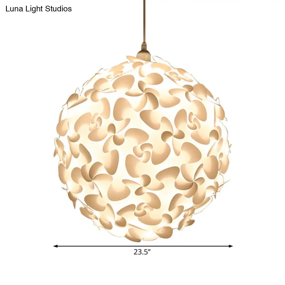 Art Deco Pendant Light With Plastic Globe Shade - White Hanging Ceiling 18/23.5 Width