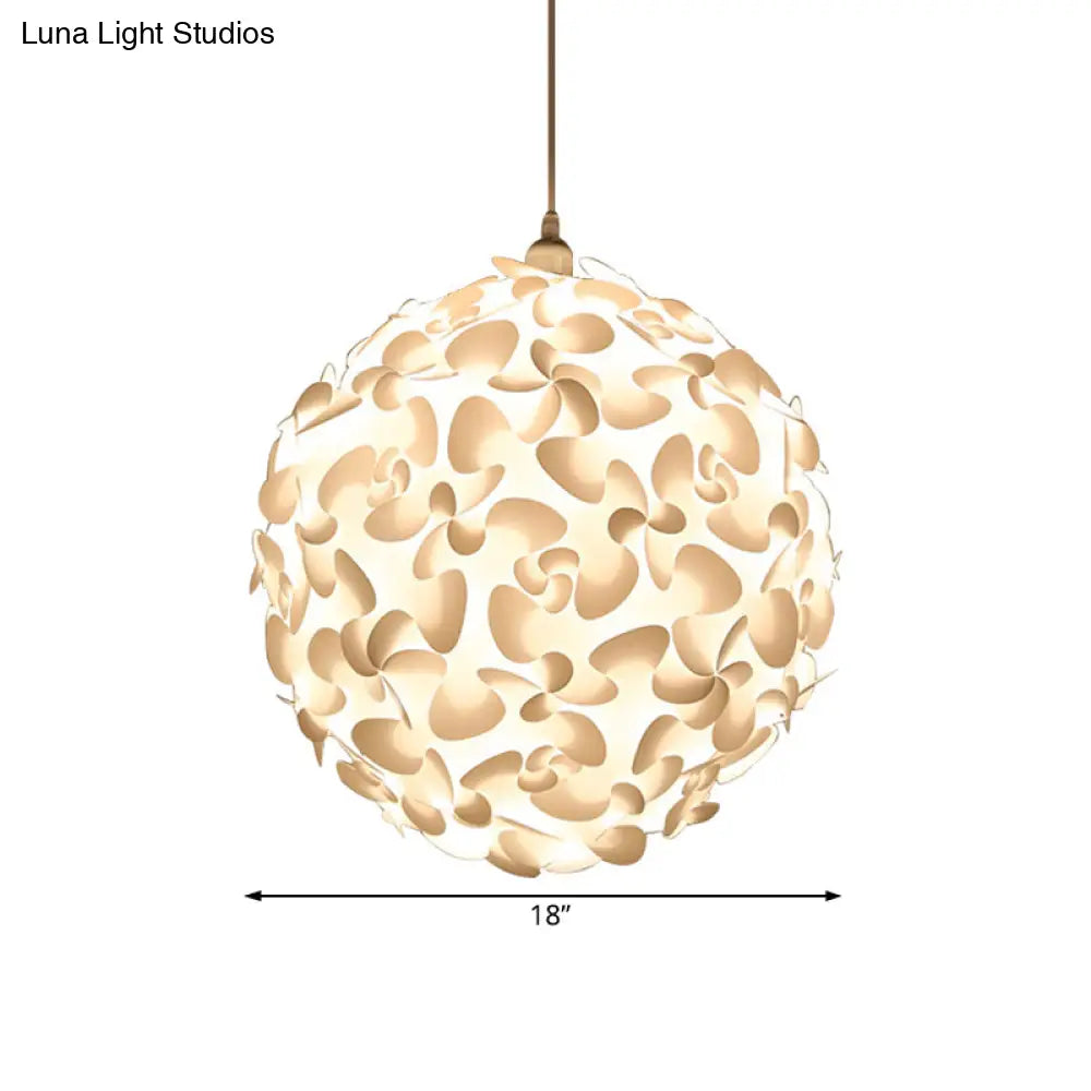 Art Deco Pendant Light With Plastic Globe Shade - White Hanging Ceiling 18/23.5 Width