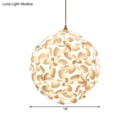 Art Deco Pendant Light With Plastic Globe Shade - White Hanging Ceiling 18/23.5 Width
