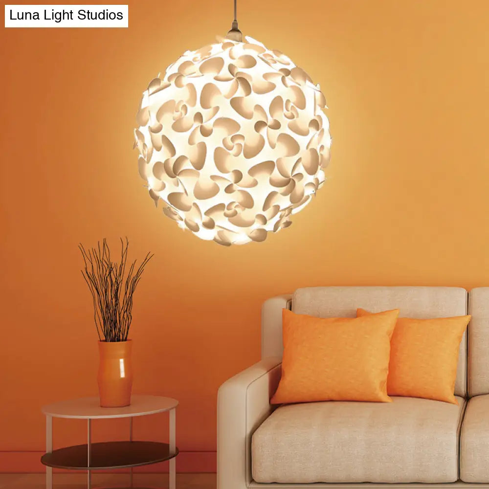 Art Deco Pendant Light With Plastic Globe Shade - White Hanging Ceiling 18/23.5 Width