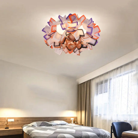 Art Deco Sinuous Flushmount Led Bedroom Light With Acrylic Shade Pink - Yellow - Green - Grey -
