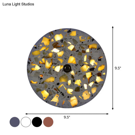 Art Deco Terrazzo Led Wall Light: Black Red Blue Flush Mount Sconce For Living Room
