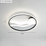Artistic Bedroom Ambiance: Sunrise And Sea Led Flush Mount Ceiling Light With A Metal Halo Ring