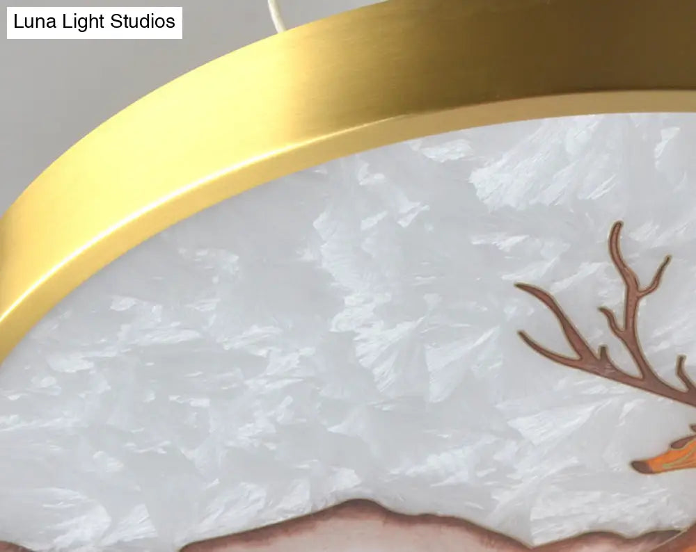 Artistic Hand-Painted Glass Flush Light: Minimalist Led Ceiling Lighting For Bedroom