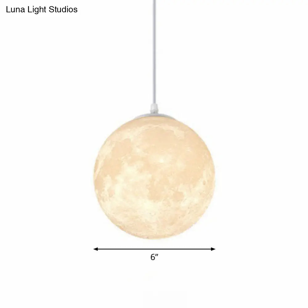Metal Artistic Led Moon Restaurant Suspension Lamp In White / 6
