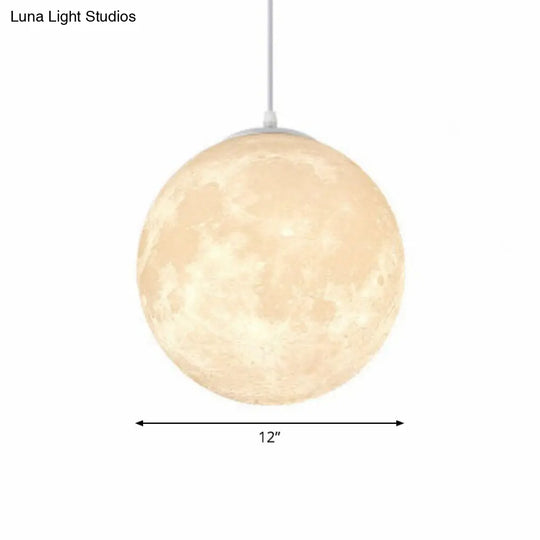 Metal Artistic Led Moon Restaurant Suspension Lamp In White / 12