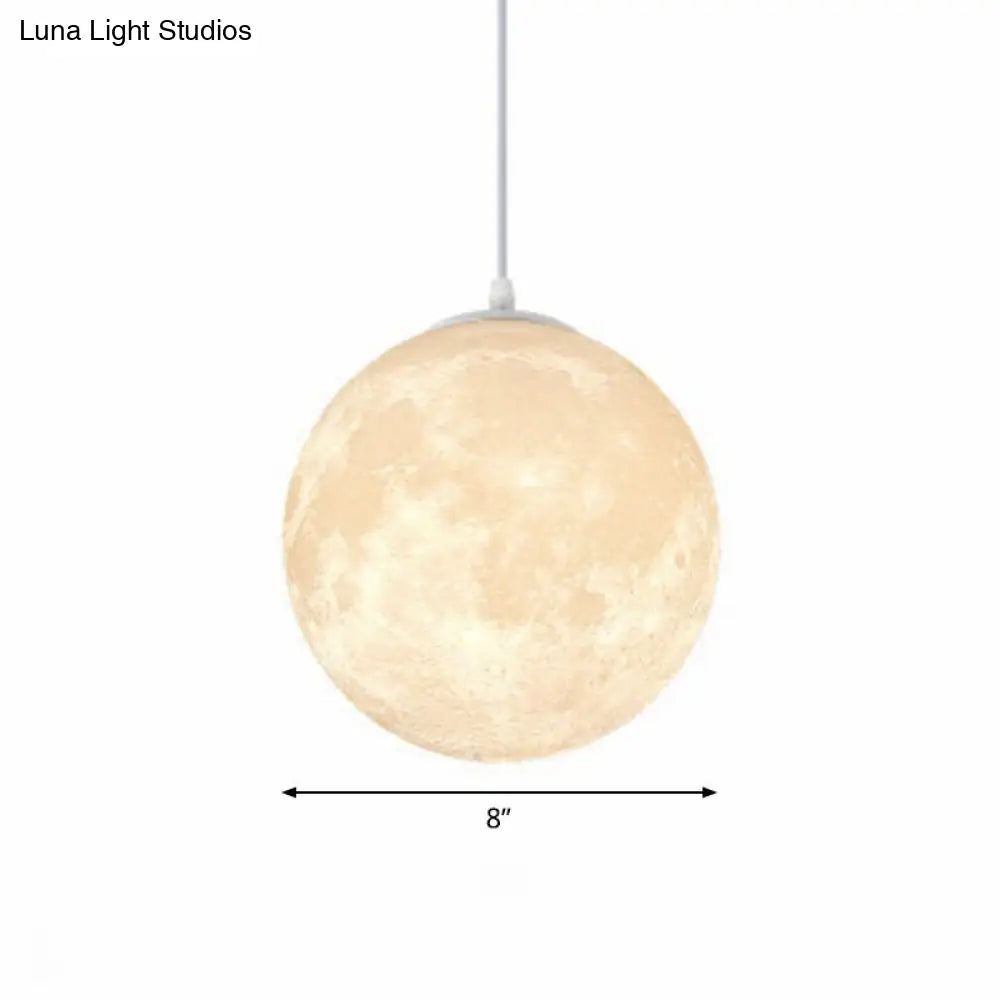 Metal Artistic Led Moon Restaurant Suspension Lamp In White / 8