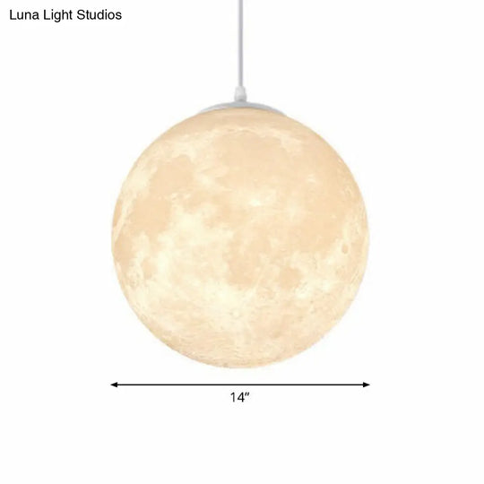 Metal Artistic Led Moon Restaurant Suspension Lamp In White / 14