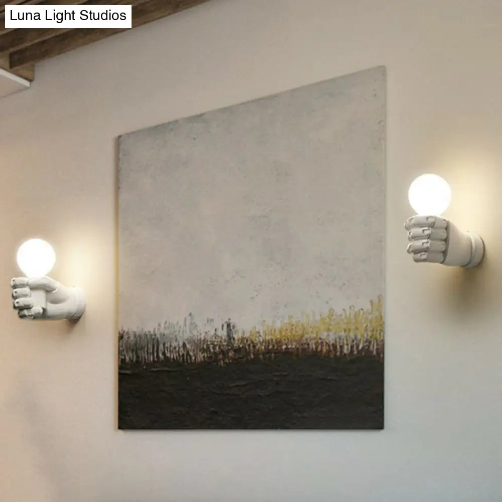 Artistic Resin Fist Wall Lamp Fixture: Unique 1 Bulb Mounted Lighting Perfect For Restaurants