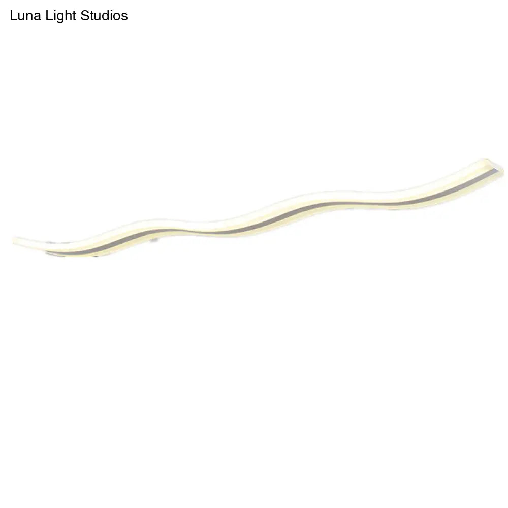 Artistic Wave Island Pendant Light - White Led Acrylic For Restaurants