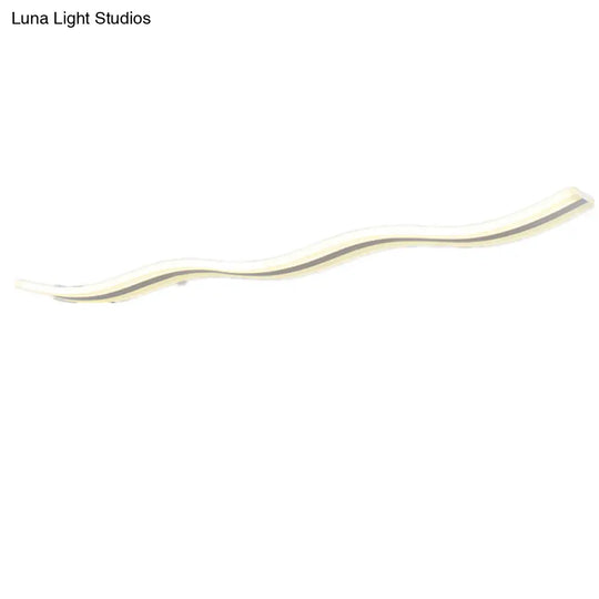 Artistic Wave Island Pendant Light - White Led Acrylic For Restaurants