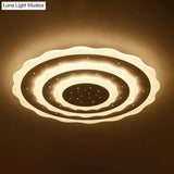 Artistic White Ripple Acrylic Led Flush Light Fixture For Living Room Ceiling