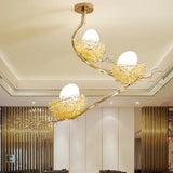 Artistry Golden Pendant Chandelier With Matte White Glass Shades - Perfect For Living Rooms 1/2/3