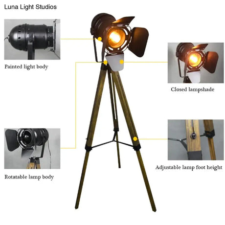 Artpad American Loft Rustic Vintage Floor Lamps For Living Room Office Study Lighting Black Red Led