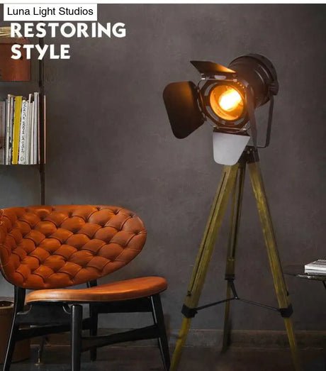 Artpad American Loft Rustic Vintage Floor Lamps For Living Room Office Study Lighting Black Red Led