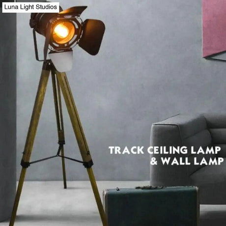 Artpad American Loft Rustic Vintage Floor Lamps For Living Room Office Study Lighting Black Red Led