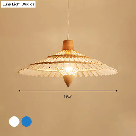 Asia Bamboo Ceiling Light Pendant - 19.5’ / 23.5’ 27.5’ White/Blue