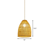 Asia Bell Shade Pendant Lighting Fixture - Bamboo 16/19.5/23.5 Wide Beige