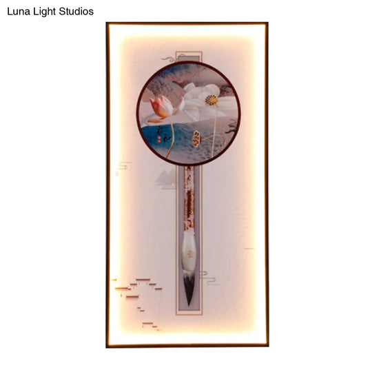 Asian Dragonfly/Lotus Led Mural Sconce: Elegant Dining Room Wall Mount Lighting In Black