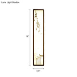 Asian-Inspired Bamboo And House Led Wall Sconce In Acrylic Rectangle Design