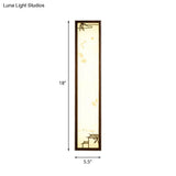 Asian-Inspired Bamboo And House Led Wall Sconce In Acrylic Rectangle Design