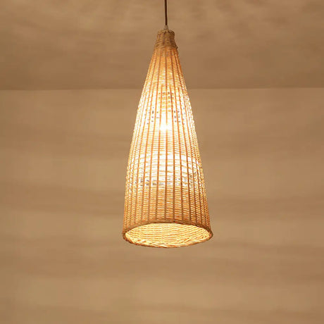 Asian Style Beige Diamond Pendant Bamboo Hanging Light For Tearoom With 1 Bulb / A