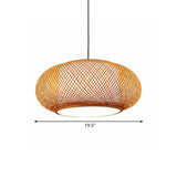 Asian Stylish Curved Bamboo Pendant Light - 16/19.5 Width 1 Beige Ideal For Living Rooms